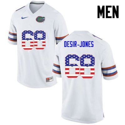 Men's Florida Gators #68 Richerd Desir-Jones NCAA Nike White USA Flag Fashion Authentic Stitched College Football Jersey KXK6562JU